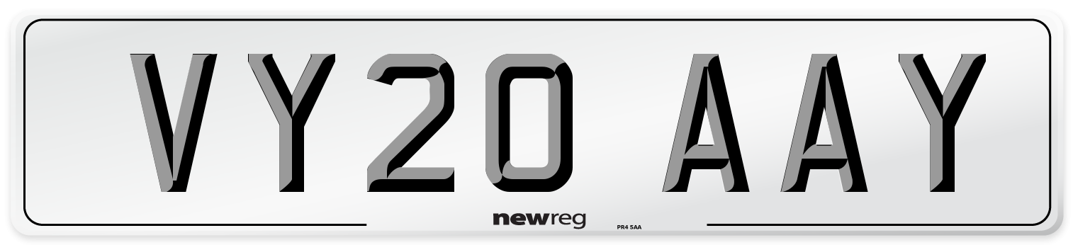 VY20 AAY Number Plate from New Reg